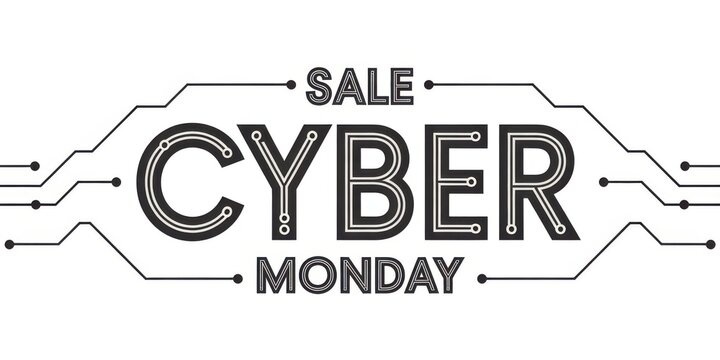 Cyber monday sale lettering isolated on white background for online shopping