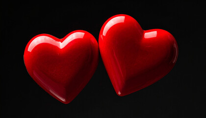 Fototapeta premium Two intertwined red hearts. Love, connection and partnership. Valentine Day, anniversaries, proposal