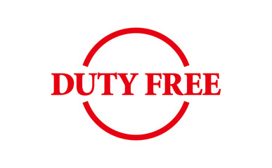 DUTY FREE - Red Rubber Stamp with text message DUTY FREE

