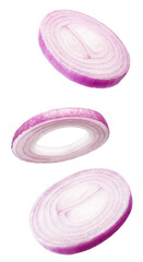 Onion slices isolated