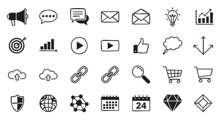 Fototapeta premium Hand drawn style vector icon set for business and technology