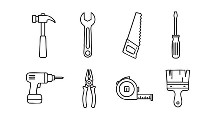 Fototapeta premium Hand tools collection vector illustration representing construction and home repair