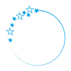 Blue circular frame with stars for design and decoration