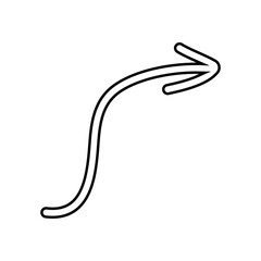 Hand drawn arrow icon vector. Direction illustration sign, Handmade. Pointer symbol or logo.