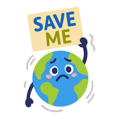 save earth global warming heat warm nature weather disaster flat color vector illustration template design