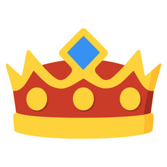 gold crown royal monarch king flat color vector illustration template design
