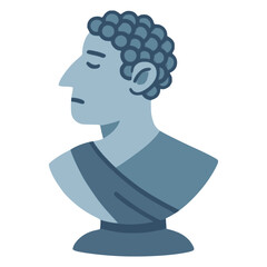 Antique roman marble sculpture statue history flat color vector illustration template design