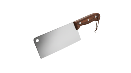 Chinese Cleaver Knife with Wooden Handle 3D Render