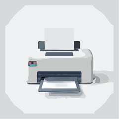 Isolated illustration of a modern printer with paper output and input