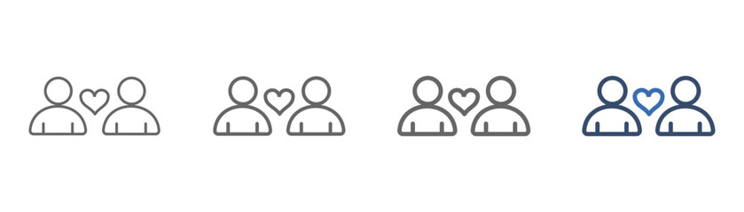 
outline icon sheet with design of two people and heart in the middle''