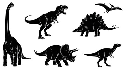 Captivating concept of diverse prehistoric dinosaur silhouettes, perfect for educational and graphic design