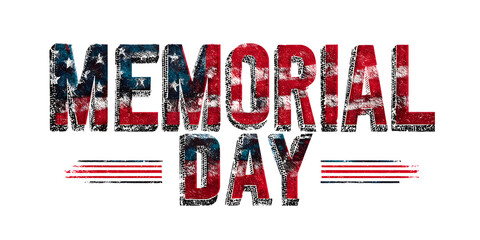 Memorial day american flag textured text design
