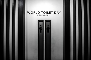 World Toilet Day Concept Photo Featuring Male And Female Symbols In A Modern Public Restroom Setting