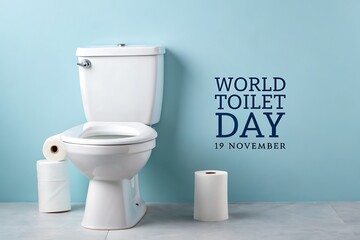 World Toilet Day Awareness Image With Modern Toilet And Toilet Paper In Clean Bathroom