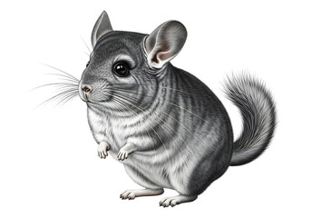 Fototapeta premium Cute chinchilla isolated on transparent background with fluffy tail and big ears