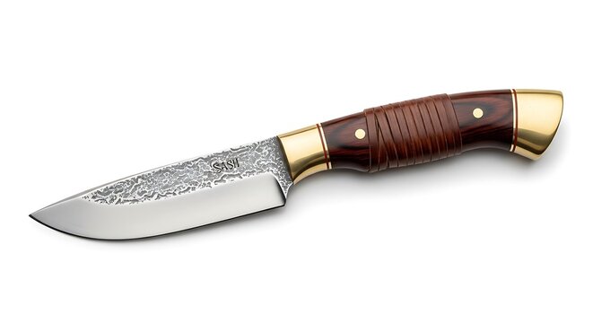 Premium Hunting Knife with Wood & Brass Handle