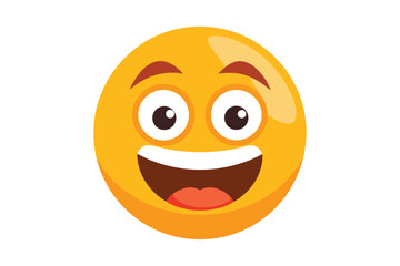 Fototapeta premium Gleaming yellow emoji smiles broadly with bright eyes, showcasing happiness and joy effectively