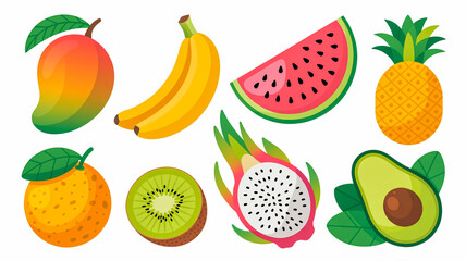 Vibrant collection of fresh tropical fruits for healthy eating and refreshment