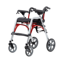 Fototapeta premium Lightweight aluminum rollator walker with wheels and seat for senior mobility aid