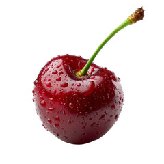 Juicy fresh sour cherry with water droplets isolated on a