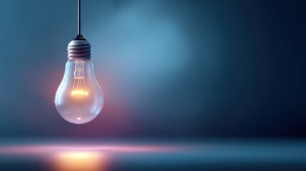 Bright Illumination of a Vintage Bulb Hanging in Soft Blue and Orange Lighting