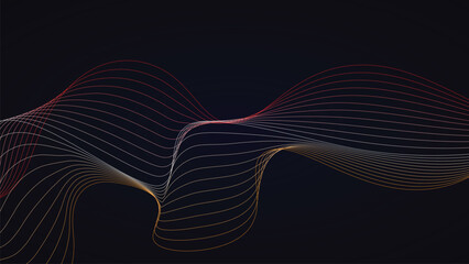 Abstract colorful lines waves on a dark background modern smooth design element for digital art