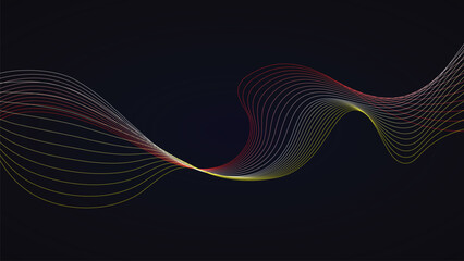 Abstract Flowing Lines with Gradient Colors on Dark Background for Modern Design Projects