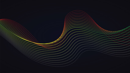 Abstract Gradient Wavy Lines on Dark Background for Modern Presentation Design and Creative Projects