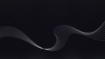 Elegant abstract background with flowing white lines on a dark gradient surface design template