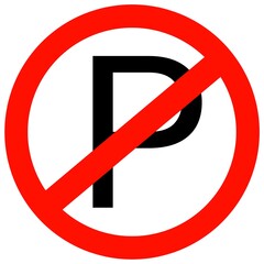 No Parking Sign (Red Circle P with Red Cross)