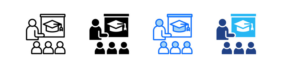 Staff Training Icon Set Multiple Style Collection