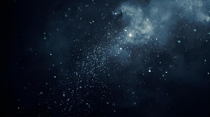 Fototapeta premium Abstract blue light from the night galaxy shines through rain on the window, blurring the dark water motion.