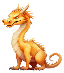PNG Golden dragon animal white background representation.
