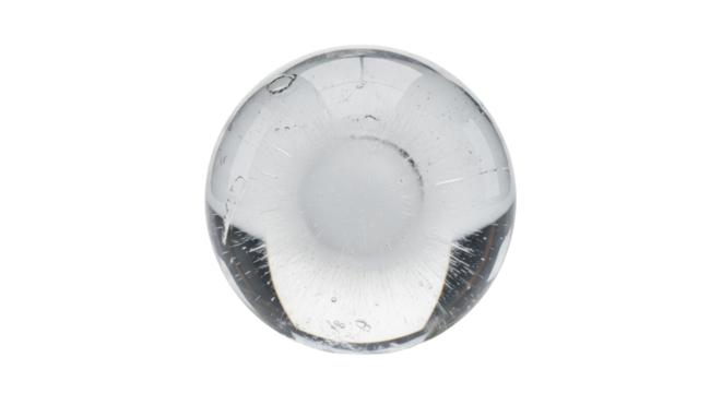 Isolated glass paperweight with internal decoration for office, desk or home décor