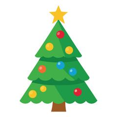 Stylized green christmas tree with ornaments and star decoration