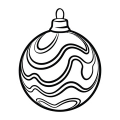 Simple line art drawing of a swirling patterned christmas ornament