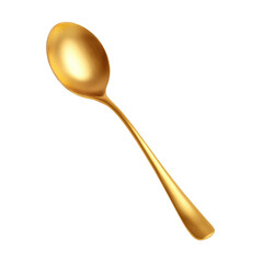 Matte golden spoon isolated [Transparent Background PNG].