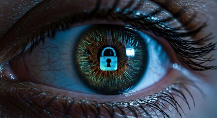 Cyber Security Concept Eye Scanning Technology Digital Protection