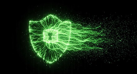 Cyber Security Digital Shield Green Light Tech Future Concept