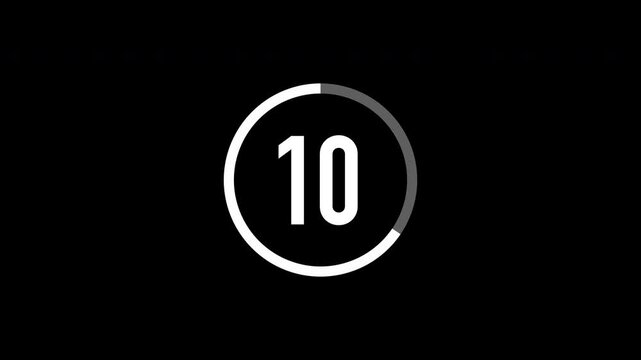 15 second Countdown round circle animation video 4K Transparent background