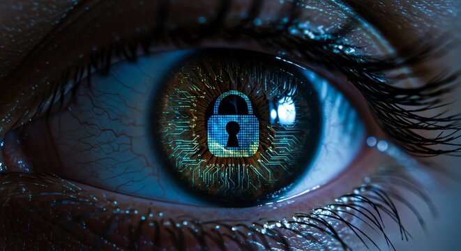 Cyber Security Digital Eye Lock Data Protection Privacy Future Tech - Powered by Adobe