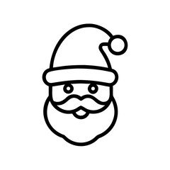  Santa Claus face line icon in black and white