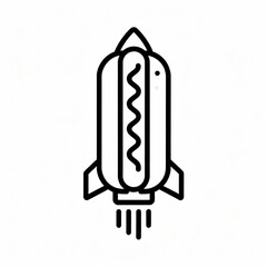 Hot Dog Rocket Line Art Icon