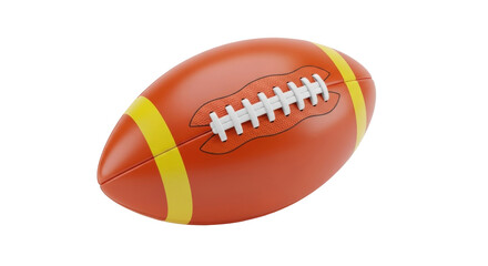Isolated orange American football with yellow stripes for team sports, school and recreation