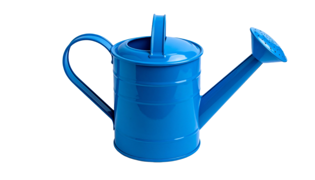 Blue Watering Can Isolated on Transparent Background, High Quality Photo