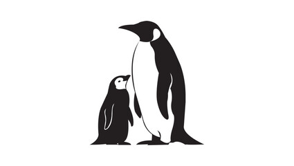 Penguin Silhouette Vector – Parent and Baby Minimal Arctic Wildlife