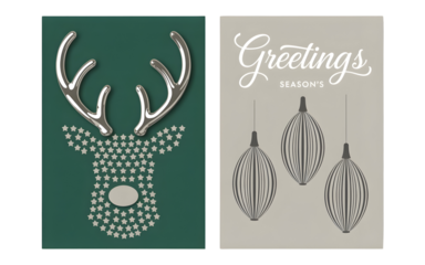 Stylish holiday greetings card featuring a reindeer made of stars and a modern ornament design perfect for seasonal wishes and festive celebrations