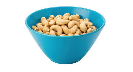 Isolated bowl of cashews, healthy snacks for nutritious eating, vegetarian food product