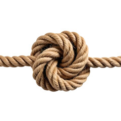 Fototapeta premium Brown rope with a knot isolated on transparent background
