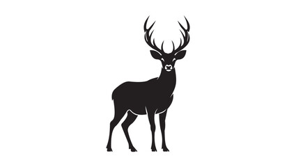Standing Deer Silhouette Vector – Elegant Antler Wildlife Art